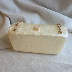Rectangular Acrylic Clutch Bag pearly Ivory